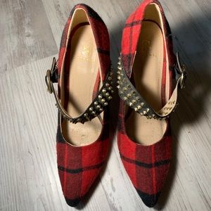 Red plaid heels
